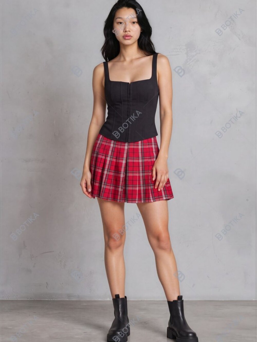Edgy Cool Classic Red Tartan Plaid Pleated Mini Skirt Sz Extra Small or 4